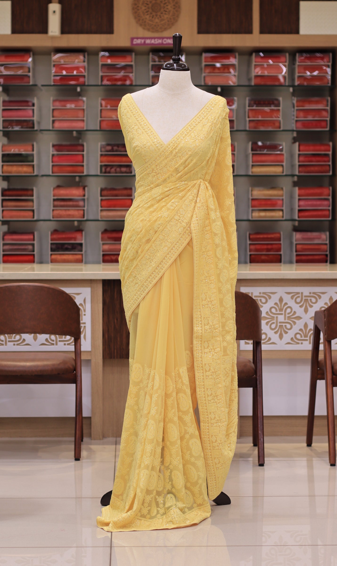 Georgette Chikankari Saree - Mango Design