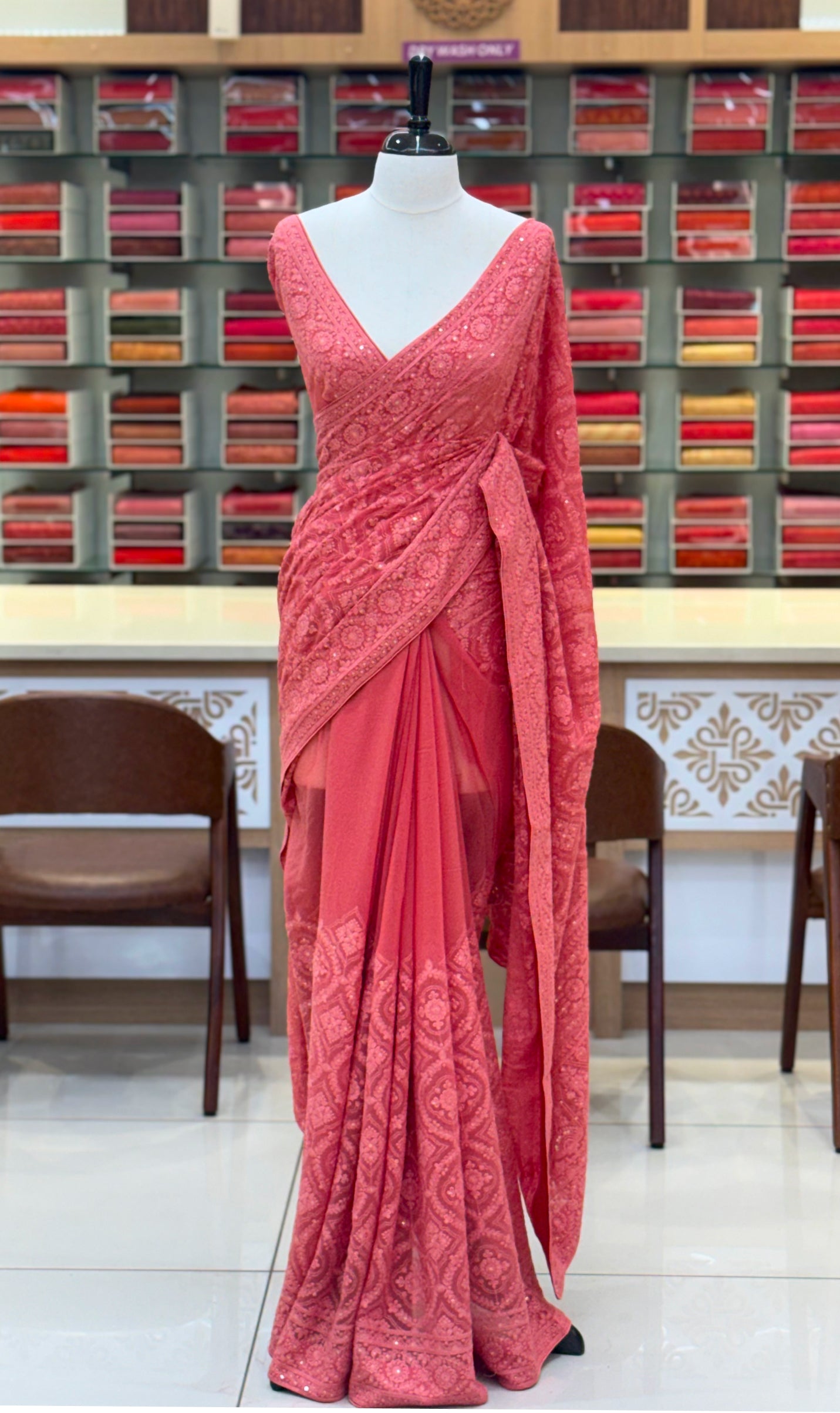 Georgette Chikankari Saree